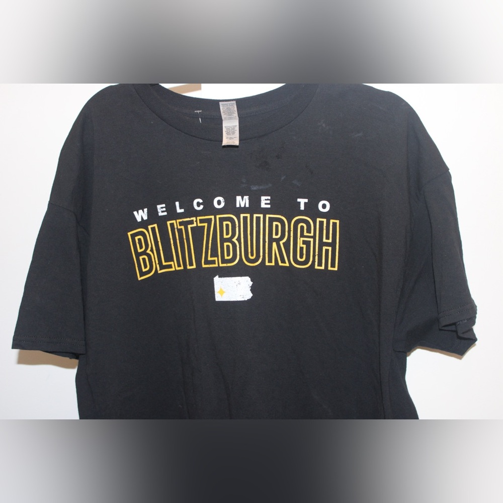 Welcome to Blitzburg Gildan Black Crew Neck T-Shirt Steelers Pittsburgh
